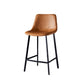 Contemporary Faux Leather Counter Stool Bucket Low Back Stool with Metal Legs