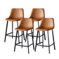 Contemporary Faux Leather Counter Stool Bucket Low Back Stool with Metal Legs