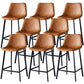 Contemporary Faux Leather Counter Stool Bucket Low Back Stool with Metal Legs