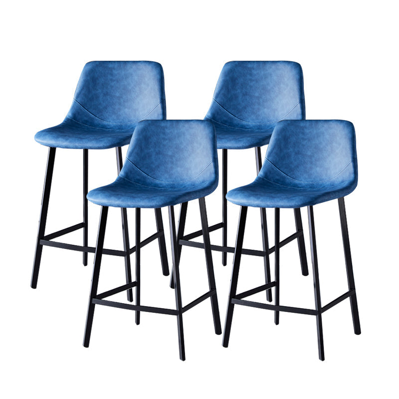 Contemporary Faux Leather Counter Stool Bucket Low Back Stool with Metal Legs
