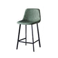 Contemporary Faux Leather Counter Stool Bucket Low Back Stool with Metal Legs
