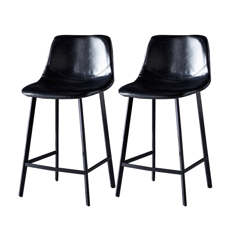 Contemporary Faux Leather Counter Stool Bucket Low Back Stool with Metal Legs