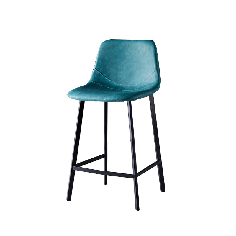 Contemporary Faux Leather Counter Stool Bucket Low Back Stool with Metal Legs