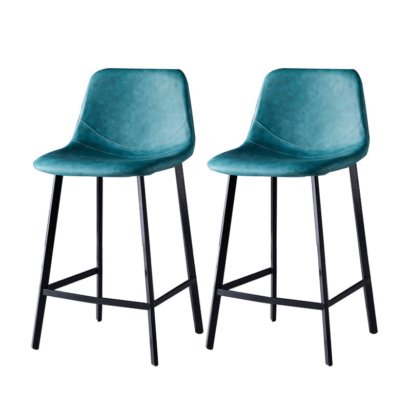 Contemporary Faux Leather Counter Stool Bucket Low Back Stool with Metal Legs