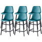 Contemporary Faux Leather Counter Stool Bucket Low Back Stool with Metal Legs