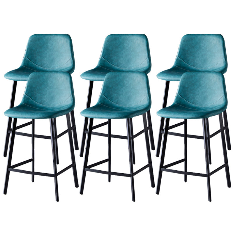 Contemporary Faux Leather Counter Stool Bucket Low Back Stool with Metal Legs