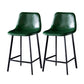 Contemporary Faux Leather Counter Stool Bucket Low Back Stool with Metal Legs