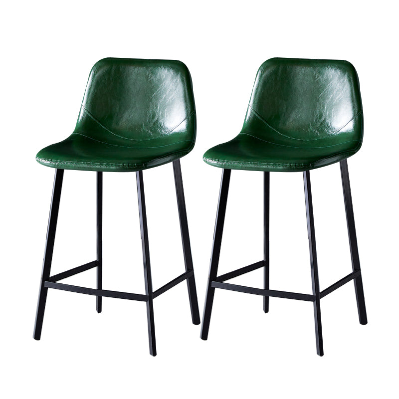 Contemporary Faux Leather Counter Stool Bucket Low Back Stool with Metal Legs