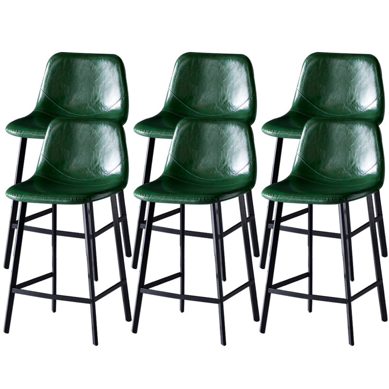 Contemporary Faux Leather Counter Stool Bucket Low Back Stool with Metal Legs