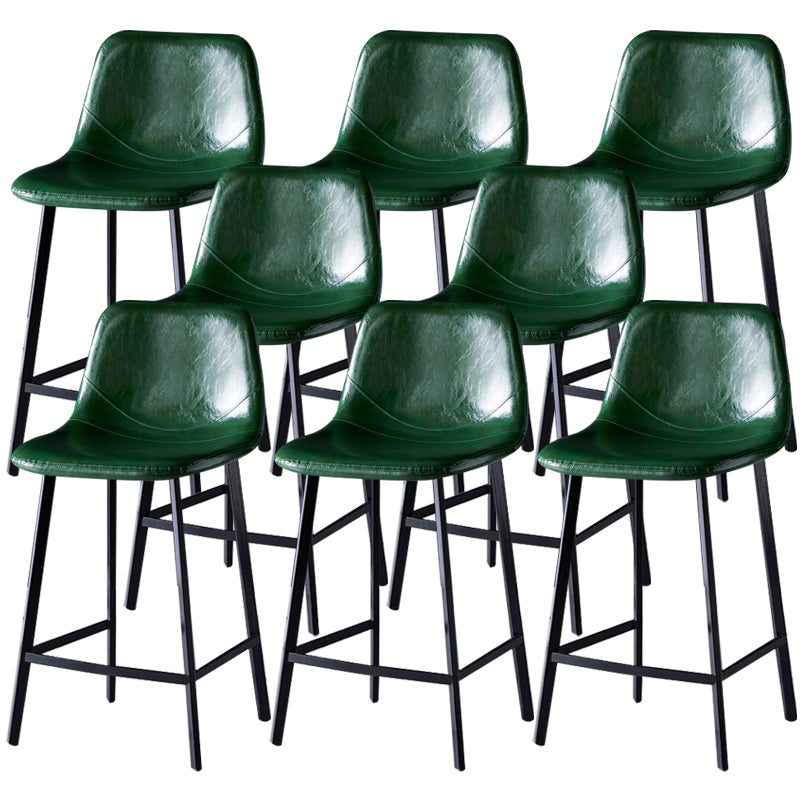 Contemporary Faux Leather Counter Stool Bucket Low Back Stool with Metal Legs