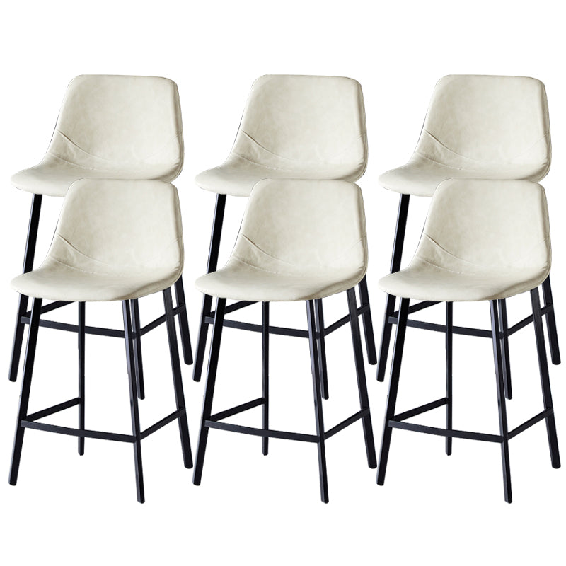 Contemporary Faux Leather Counter Stool Bucket Low Back Stool with Metal Legs