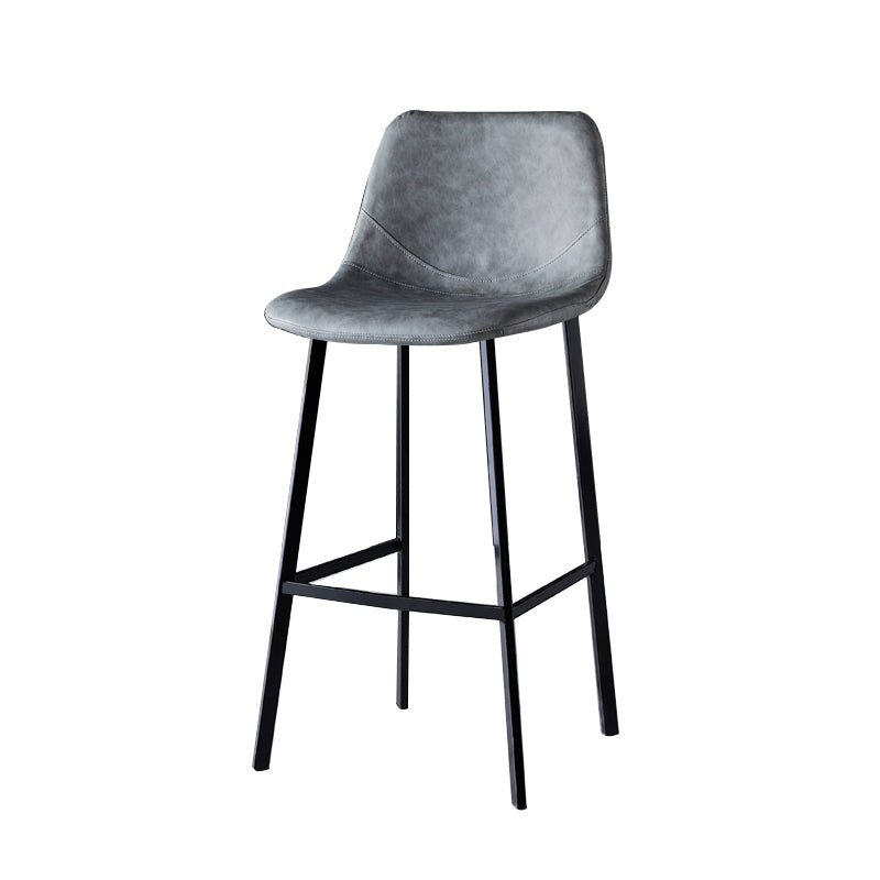 Contemporary Faux Leather Counter Stool Bucket Low Back Stool with Metal Legs