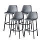 Contemporary Faux Leather Counter Stool Bucket Low Back Stool with Metal Legs