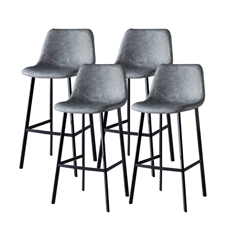 Contemporary Faux Leather Counter Stool Bucket Low Back Stool with Metal Legs