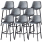 Contemporary Faux Leather Counter Stool Bucket Low Back Stool with Metal Legs