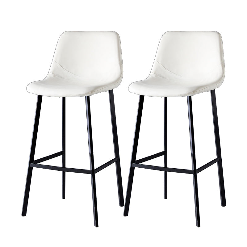 Contemporary Faux Leather Counter Stool Bucket Low Back Stool with Metal Legs
