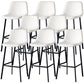 Contemporary Faux Leather Counter Stool Bucket Low Back Stool with Metal Legs
