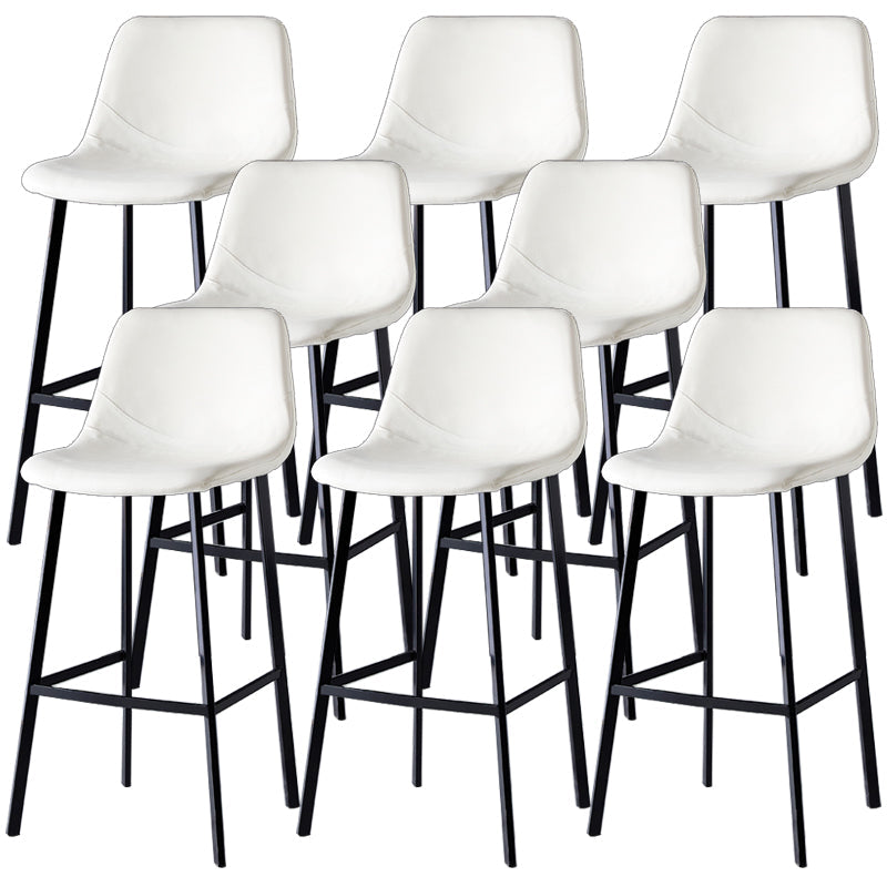 Contemporary Faux Leather Counter Stool Bucket Low Back Stool with Metal Legs