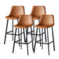 Contemporary Faux Leather Counter Stool Bucket Low Back Stool with Metal Legs