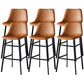 Contemporary Faux Leather Counter Stool Bucket Low Back Stool with Metal Legs