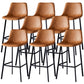 Contemporary Faux Leather Counter Stool Bucket Low Back Stool with Metal Legs