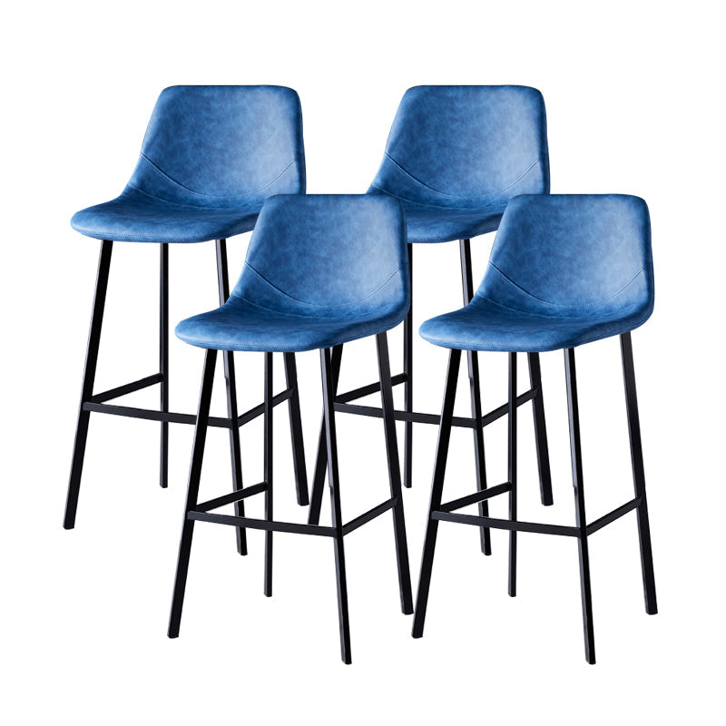 Contemporary Faux Leather Counter Stool Bucket Low Back Stool with Metal Legs