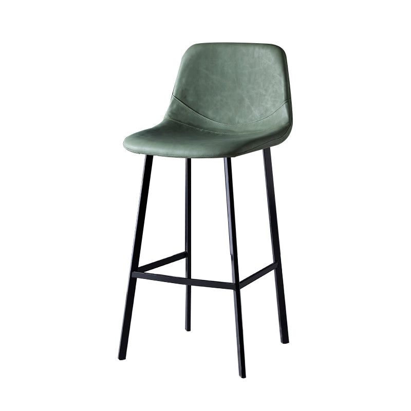 Contemporary Faux Leather Counter Stool Bucket Low Back Stool with Metal Legs
