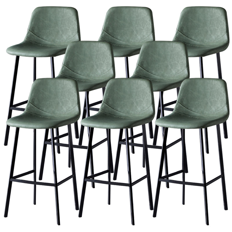 Contemporary Faux Leather Counter Stool Bucket Low Back Stool with Metal Legs