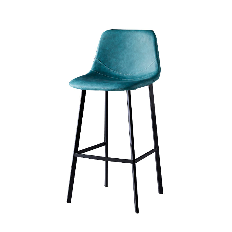 Contemporary Faux Leather Counter Stool Bucket Low Back Stool with Metal Legs