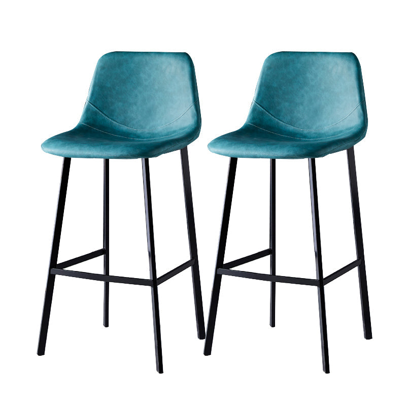 Contemporary Faux Leather Counter Stool Bucket Low Back Stool with Metal Legs