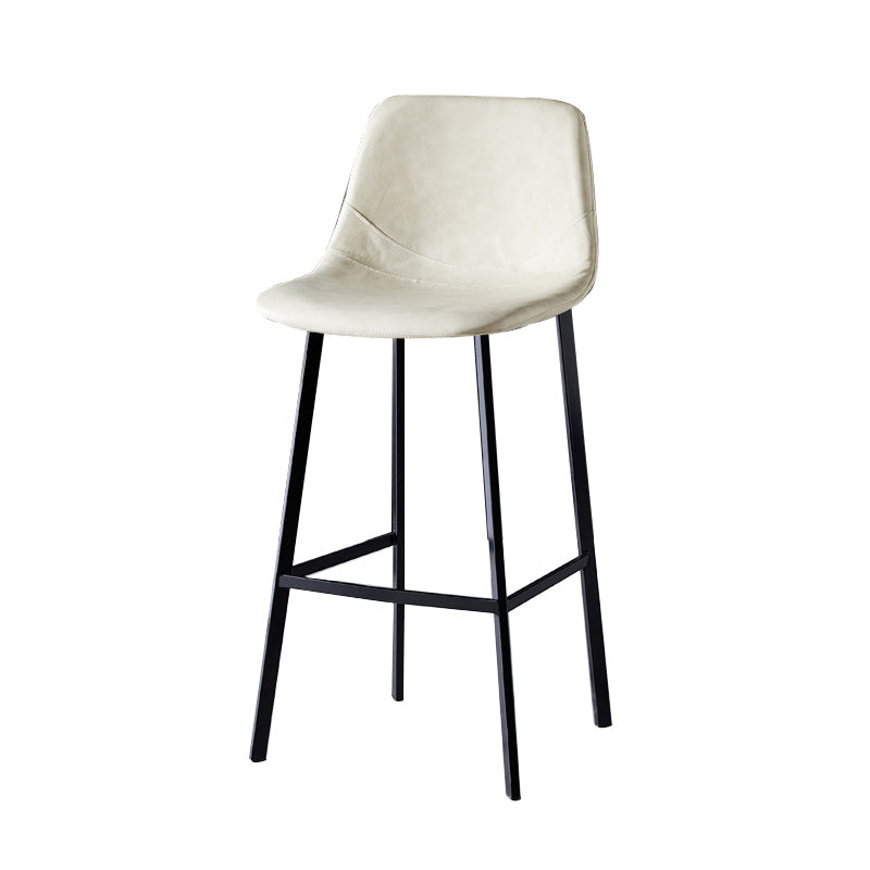 Contemporary Faux Leather Counter Stool Bucket Low Back Stool with Metal Legs