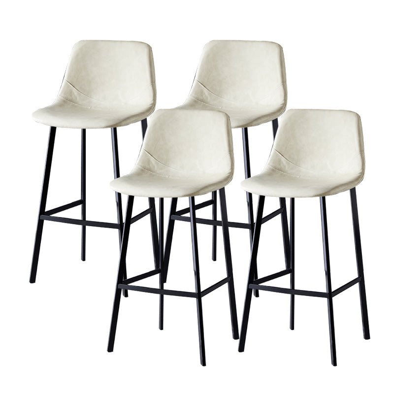 Contemporary Faux Leather Counter Stool Bucket Low Back Stool with Metal Legs