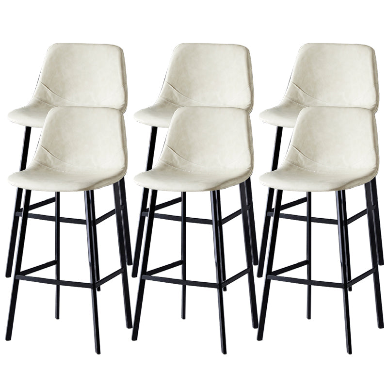 Contemporary Faux Leather Counter Stool Bucket Low Back Stool with Metal Legs