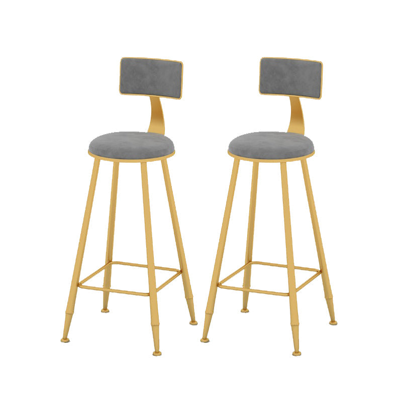 Scandinavian Upholstered Counter Stool Round Bar-height Bar Stool for Indoor Grey 2 Piece Set Clearhalo 'Bar Furniture' 'Bar Stools' 'bar_stools' 'furn' 'furn_bar_stools' 'Furniture' 'Kitchen & Dining Furniture' 6245730