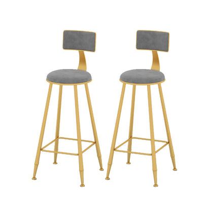 Scandinavian Upholstered Counter Stool Round Bar-height Bar Stool for Indoor Grey 2 Piece Set Clearhalo 'Bar Furniture' 'Bar Stools' 'bar_stools' 'furn' 'furn_bar_stools' 'Furniture' 'Kitchen & Dining Furniture' 6245730