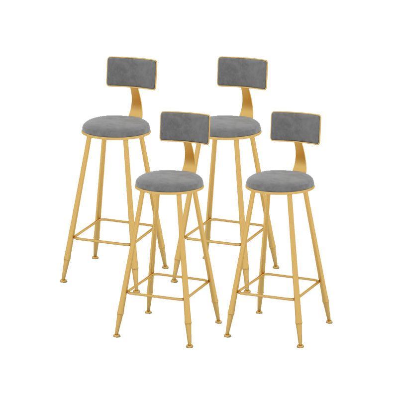 Scandinavian Upholstered Counter Stool Round Bar-height Bar Stool for Indoor Grey 4 Piece Set Clearhalo 'Bar Furniture' 'Bar Stools' 'bar_stools' 'furn' 'furn_bar_stools' 'Furniture' 'Kitchen & Dining Furniture' 6245731