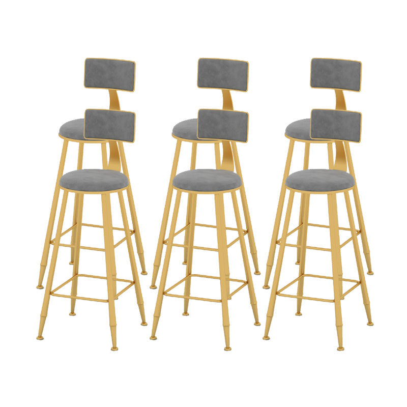 Scandinavian Upholstered Counter Stool Round Bar-height Bar Stool for Indoor Grey 6 Piece Set Clearhalo 'Bar Furniture' 'Bar Stools' 'bar_stools' 'furn' 'furn_bar_stools' 'Furniture' 'Kitchen & Dining Furniture' 6245734