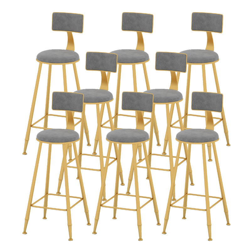 Scandinavian Upholstered Counter Stool Round Bar-height Bar Stool for Indoor Grey 8 Piece Set Clearhalo 'Bar Furniture' 'Bar Stools' 'bar_stools' 'furn' 'furn_bar_stools' 'Furniture' 'Kitchen & Dining Furniture' 6245735