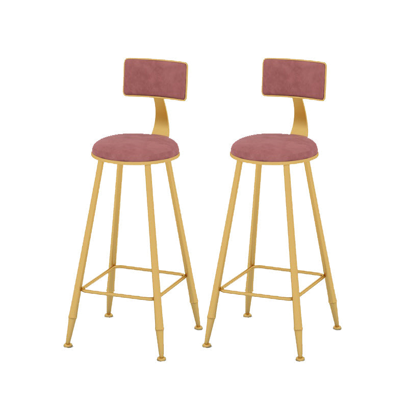Scandinavian Upholstered Counter Stool Round Bar-height Bar Stool for Indoor Pink 2 Piece Set Clearhalo 'Bar Furniture' 'Bar Stools' 'bar_stools' 'furn' 'furn_bar_stools' 'Furniture' 'Kitchen & Dining Furniture' 6245737
