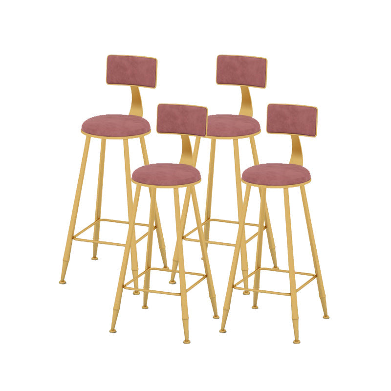 Scandinavian Upholstered Counter Stool Round Bar-height Bar Stool for Indoor Pink 4 Piece Set Clearhalo 'Bar Furniture' 'Bar Stools' 'bar_stools' 'furn' 'furn_bar_stools' 'Furniture' 'Kitchen & Dining Furniture' 6245739