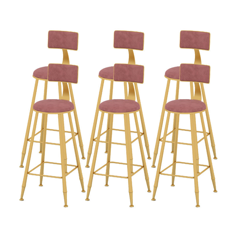 Scandinavian Upholstered Counter Stool Round Bar-height Bar Stool for Indoor Pink 6 Piece Set Clearhalo 'Bar Furniture' 'Bar Stools' 'bar_stools' 'furn' 'furn_bar_stools' 'Furniture' 'Kitchen & Dining Furniture' 6245741