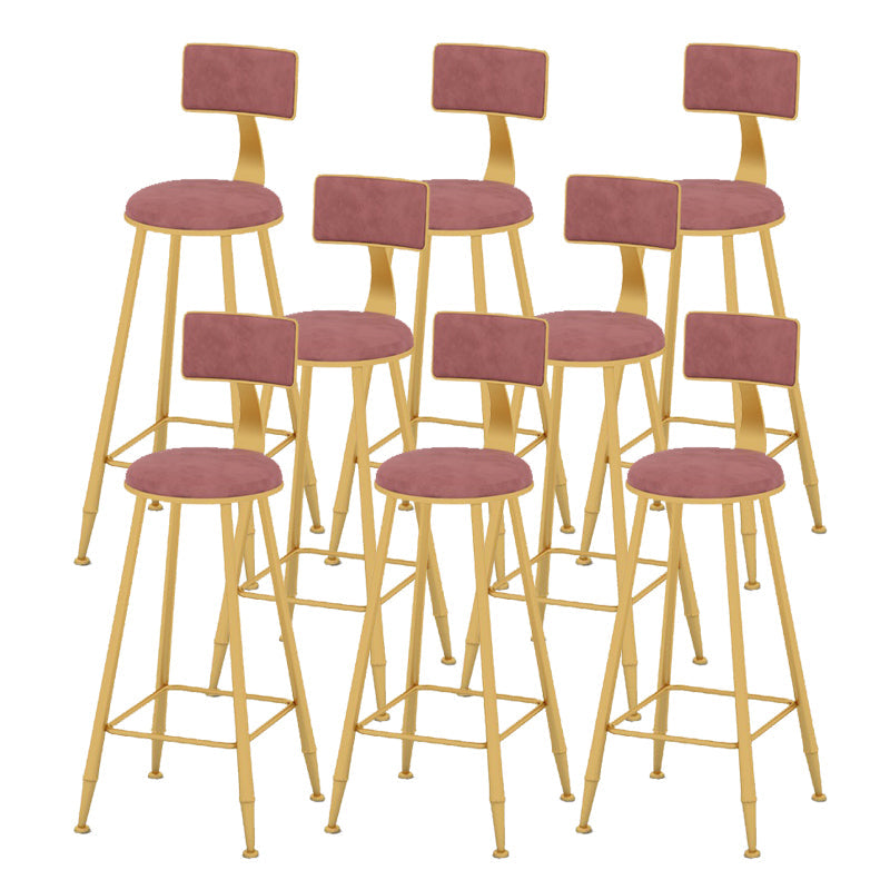 Scandinavian Upholstered Counter Stool Round Bar-height Bar Stool for Indoor Pink 8 Piece Set Clearhalo 'Bar Furniture' 'Bar Stools' 'bar_stools' 'furn' 'furn_bar_stools' 'Furniture' 'Kitchen & Dining Furniture' 6245743