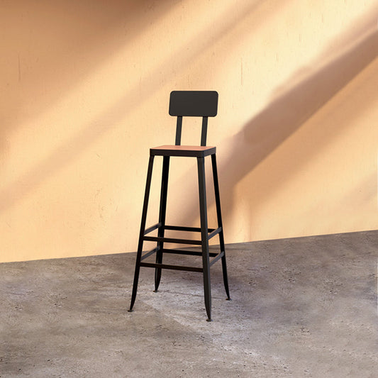 Iron Frame Bar Stool in Black and White Contemporary Low Back Armless Bar Stool Black 1 Piece
