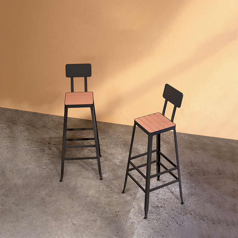 Sgabello da bar con cornice di ferro in sgabello da bar senza braccio con la parte posteriore contemporanea in bianco e nero