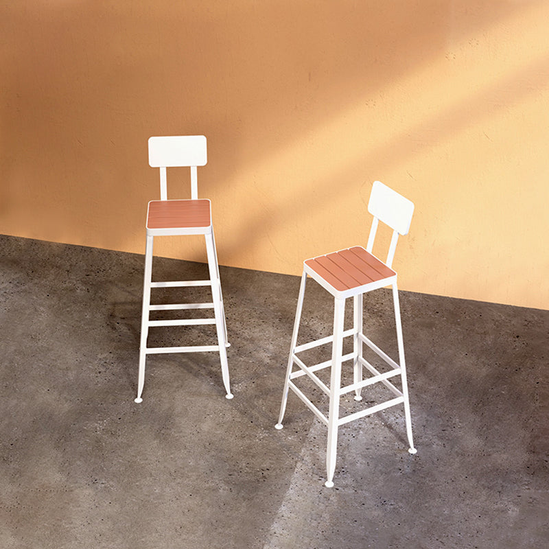 Sgabello da bar con cornice di ferro in sgabello da bar senza braccio con la parte posteriore contemporanea in bianco e nero