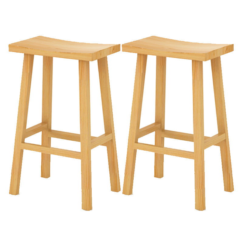 Backless Contoured Seat Contemporary Solid Wood Bar Stool for Restaurant Natural 2 Piece Set Clearhalo 'Bar Furniture' 'Bar Stools' 'bar_stools' 'furn' 'furn_bar_stools' 'Furniture' 'Kitchen & Dining Furniture' 6245774