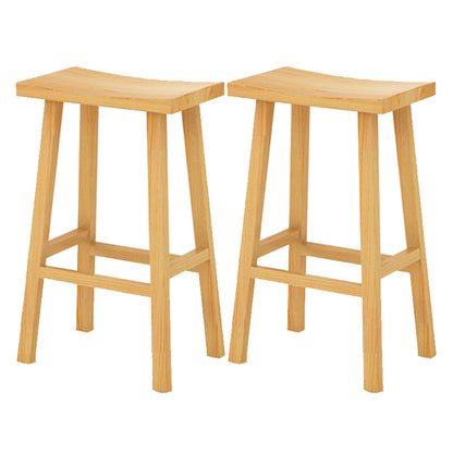 Backless Contoured Seat Contemporary Solid Wood Bar Stool for Restaurant Natural 2 Piece Set Clearhalo 'Bar Furniture' 'Bar Stools' 'bar_stools' 'furn' 'furn_bar_stools' 'Furniture' 'Kitchen & Dining Furniture' 6245774