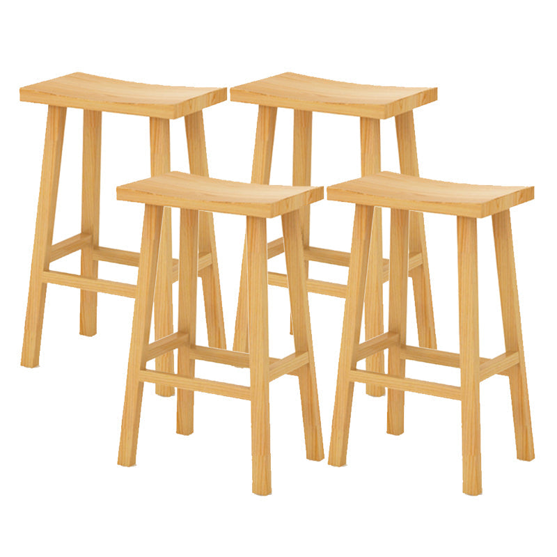 Backless Contoured Seat Contemporary Solid Wood Bar Stool for Restaurant Natural 4 Piece Set Clearhalo 'Bar Furniture' 'Bar Stools' 'bar_stools' 'furn' 'furn_bar_stools' 'Furniture' 'Kitchen & Dining Furniture' 6245776