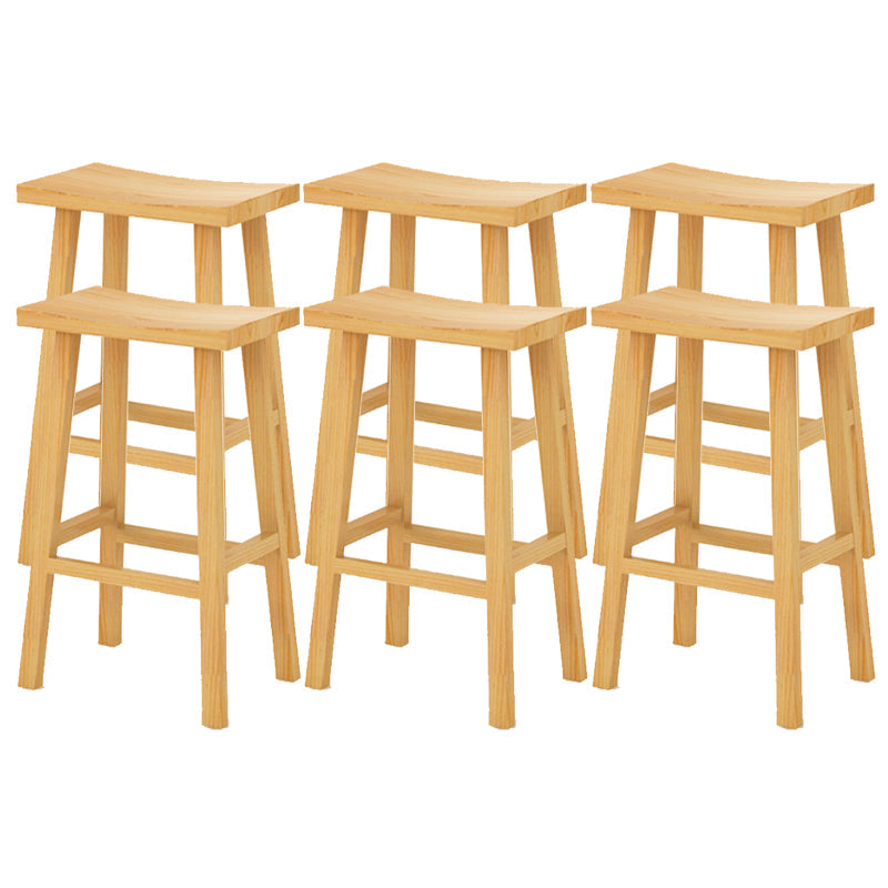 Backless Contoured Seat Contemporary Solid Wood Bar Stool for Restaurant Natural 6 Piece Set Clearhalo 'Bar Furniture' 'Bar Stools' 'bar_stools' 'furn' 'furn_bar_stools' 'Furniture' 'Kitchen & Dining Furniture' 6245777
