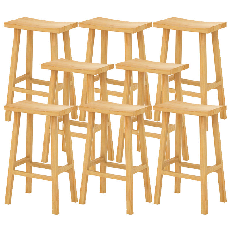 Backless Contoured Seat Contemporary Solid Wood Bar Stool for Restaurant Natural 8 Piece Set Clearhalo 'Bar Furniture' 'Bar Stools' 'bar_stools' 'furn' 'furn_bar_stools' 'Furniture' 'Kitchen & Dining Furniture' 6245779